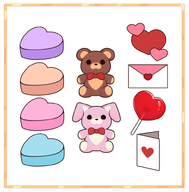 artist:inkyvivi asset card chalk_candy envelope heart lollipop love_letter png price:free rabbit teddy_bear valentines_day // 780x793 // 148KB