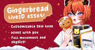 artist:moshiedraws asset blink_sync chat_mascot christmas cookie customizable_skin eating_animation food gingerbread live2d with_arms // 780x414 // 221KB