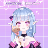 artist:mado_hime asset cake cake_lollipop food has:bow has:frosting has:sprinkles live2d lollipop pattern:cat with_arms // 780x780 // 645KB