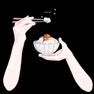 artist:okichii_spice asset bowl chopsticks eating egg food_on_face png rice tos:like_required tos:redistribution_prohibited tos:retweet_required with_arms with_mouth // 480x480 // 49KB