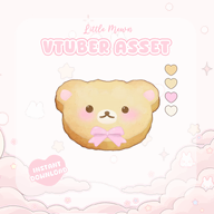 animal artist:littlemewn asset bear biscuit blush bow cookie food live2d teddy_bear with_mouth // 780x780 // 204KB