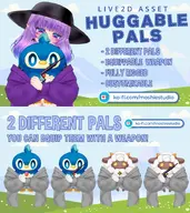 animal artist:moshiedraws asset clothes customizable hugging lamball_(palworld) live2d pal_(palworld) palworld pengullet_(palworld) price:3eur shirt weapon_toggle with_arm // 780x878 // 88KB