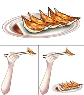 artist:rokirokidan asset chopsticks dumpling eating food gyoza plate png soy_sauce tos:modification_only_color tos:redistribution_prohibited tos:resale_prohibited tos:retweet_required with_arms // 745x847 // 39KB