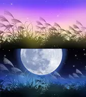 artist:rokirokidan autumn background evening field full_moon grass moon night outdoors plant png star twilight // 1024x1157 // 104KB