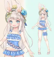 artist:yukinoa bikini bikini_skirt bow female flat_chest flower frills hat live2d long_hair price:300JPY rabbit_ears sandals swimsuit tos:commercial_use_allowed tos:credit_required tos:modification_prohibited tos:redistribution_prohibited vtuber_model // 969x1024 // 269KB