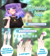 animated_gesture arm artist:moshiedraws asset blowing_kiss customizable_skin kiss live2d long_nails price:free short_nails sousou_no_frieren sparkly_nails valentines_day with_mouth // 780x878 // 87KB