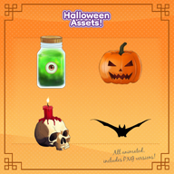 animated artist:tawaki asset_collection bat eyeball_jar gif halloween png price:free pumpkin skull_candle // 780x780 // 511KB