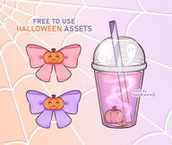 artist:napdraws asset bow drink halloween has:pumpkin has:straw pattern:ghost png price:free // 780x659 // 415KB